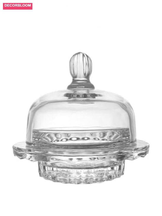 Other - Glass Butter Dish with Crystal Dome Lid, Heavyweight, Dishwasher Safe,